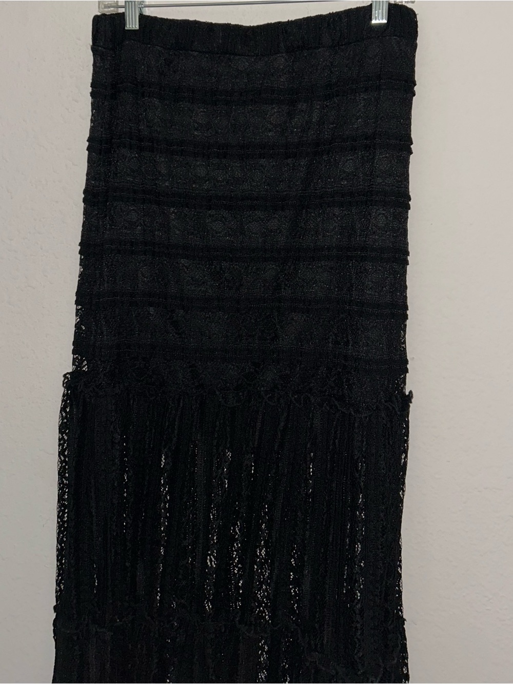 Women's Black Lace Fringe Maxi Skirt - Picture 5 of 6